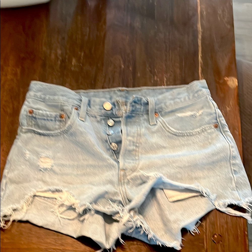 Levi's Blue Jean Shorts Distressed High-Waisted
